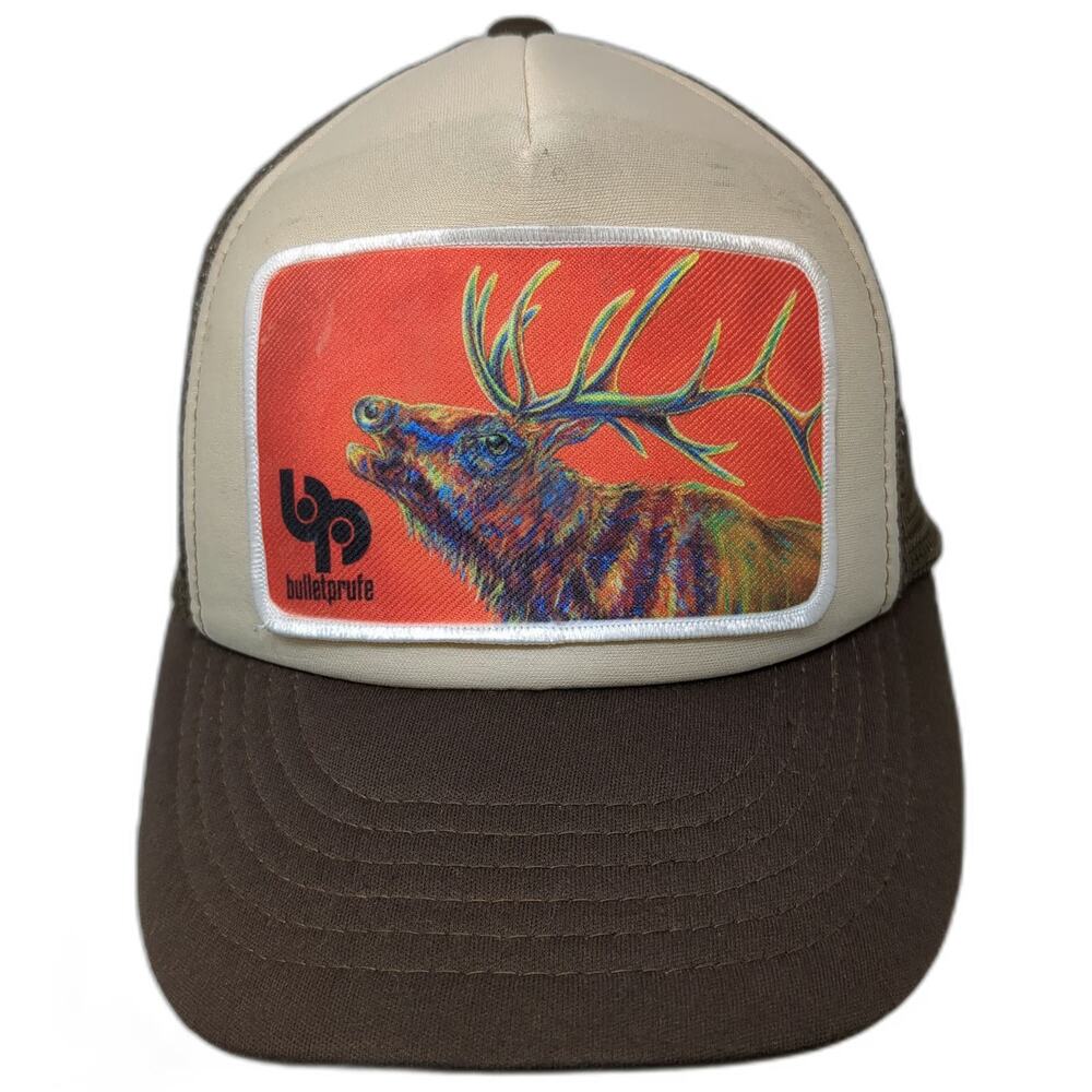 Cobra Trucker Hat Brown One Size Elk Deer Antler Patch Bulletprufe Graphic Mesh
